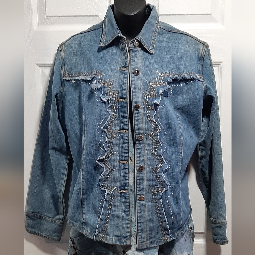 Vintage Annabell Jean Jacket Large Long Sleeve Button Front